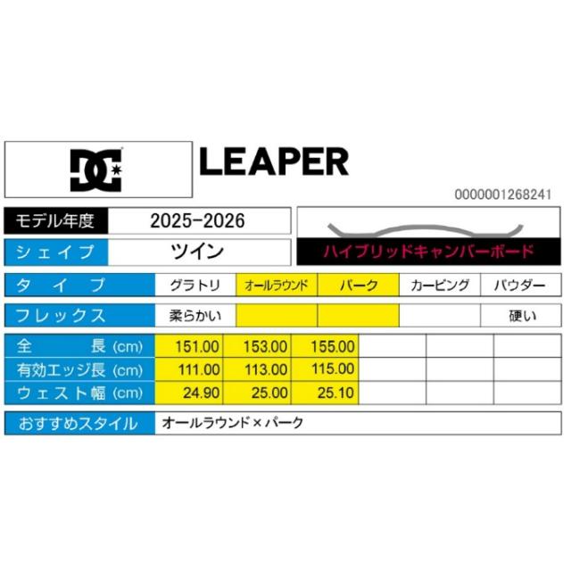 ディーシー(DC) スノーボード 3点セット メンズ LEAPER+KONNECT+REV BOA ボード板＋ビンディング＋ブーツ フリーライドボード【国内正規品】【25-26 2025-2026】_14