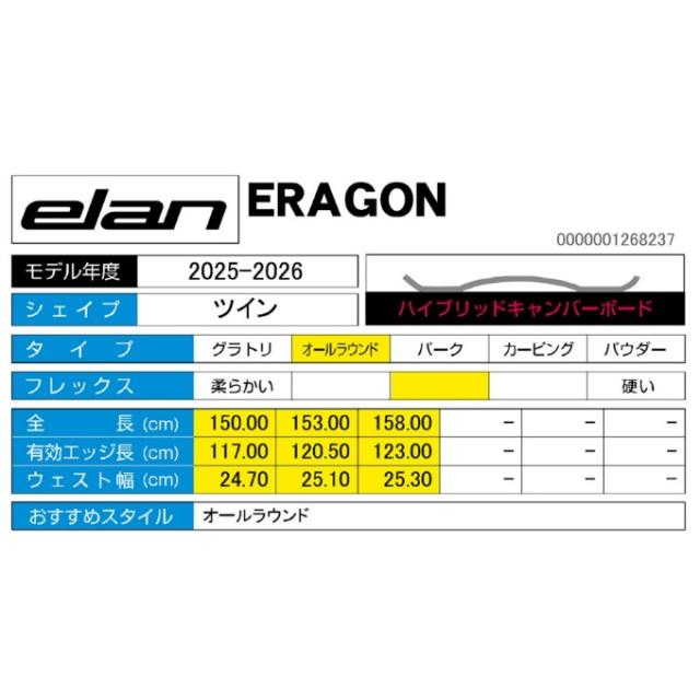 エラン(ELAN) スノーボード 3点セット メンズ ERAGON+PR+FACTION BOA ボード板＋ビンディング＋ブーツ オールラウンド 【国内正規品】【25-26 2025-2026】_13