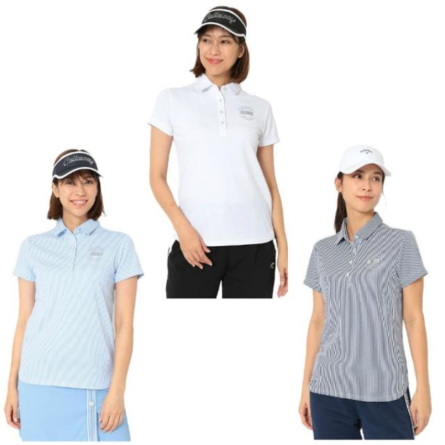【7月1日22：59まで最高限度10％OFF 引き換え証散り散り中】キャロウェイ(Callaway) ゴルフ御召しもの スポーツシャツ 半袖 レディース 縞模様ジャカード半袖プルオーバー C26134203 【国内定まり品】【2026年春夏ひな型】