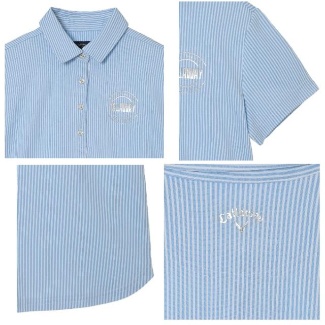 【7月1日22：59まで最高限度10％OFF 引き換え証散り散り中】キャロウェイ(Callaway) ゴルフ御召しもの スポーツシャツ 半袖 レディース 縞模様ジャカード半袖プルオーバー C26134203 【国内定まり品】【2026年春夏ひな型】