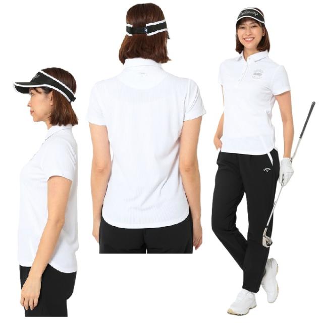 【7月1日22：59まで最高限度10％OFF 引き換え証散り散り中】キャロウェイ(Callaway) ゴルフ御召しもの スポーツシャツ 半袖 レディース 縞模様ジャカード半袖プルオーバー C26134203 【国内定まり品】【2026年春夏ひな型】