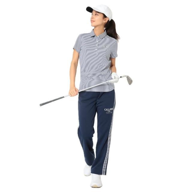 【7月1日22：59まで最高限度10％OFF 引き換え証散り散り中】キャロウェイ(Callaway) ゴルフ御召しもの スポーツシャツ 半袖 レディース 縞模様ジャカード半袖プルオーバー C26134203 【国内定まり品】【2026年春夏ひな型】