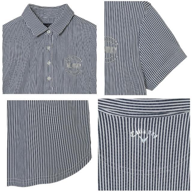 【7月1日22：59まで最高限度10％OFF 引き換え証散り散り中】キャロウェイ(Callaway) ゴルフ御召しもの スポーツシャツ 半袖 レディース 縞模様ジャカード半袖プルオーバー C26134203 【国内定まり品】【2026年春夏ひな型】