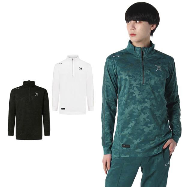 オークリー ゴルフウェア 長袖シャツ メンズ SKULL ENDEAVOR LS ZIP MOCK SHIRT スカルハーフジップ長袖モックシャツ FOA405737 OAKLEY