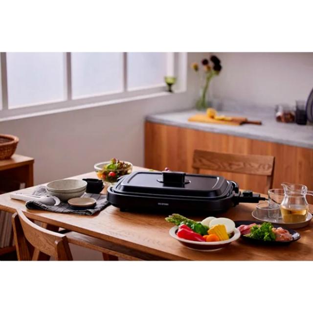 【5/15発送】アイリスオーヤマ(IRIS OHYAMA) キッチン家電 網焼き風ホットプレート 2枚プレート IHA-A20-B 【メーカー直送】【ご自宅配送限定】‥_5