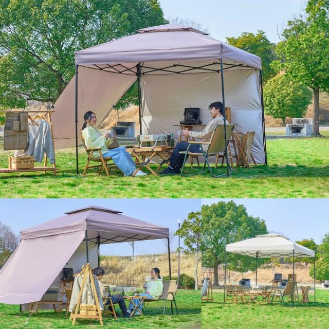 ワンタッチタープ2.5m×2.5m UVカット ベンチレーション付き 頑丈 スチール 簡単設置 防水 アウトドア キャンプ タープテント 250cm 全4色