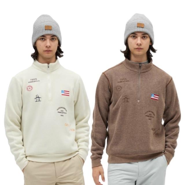 マンシング(Munsingwear) ゴルフウェア スウェット メンズ 吸湿発熱飛び刺繍ハーフジップカットソー MG5FSW25M 【2025年秋冬モデル】