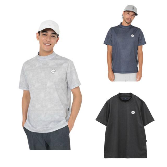 キャロウェイ ゴルフウェア 半袖シャツ メンズ かざあなシャンブレープリント半袖モックネック C26134128 Callaway 【国内正規品】【2026年春夏モデル】