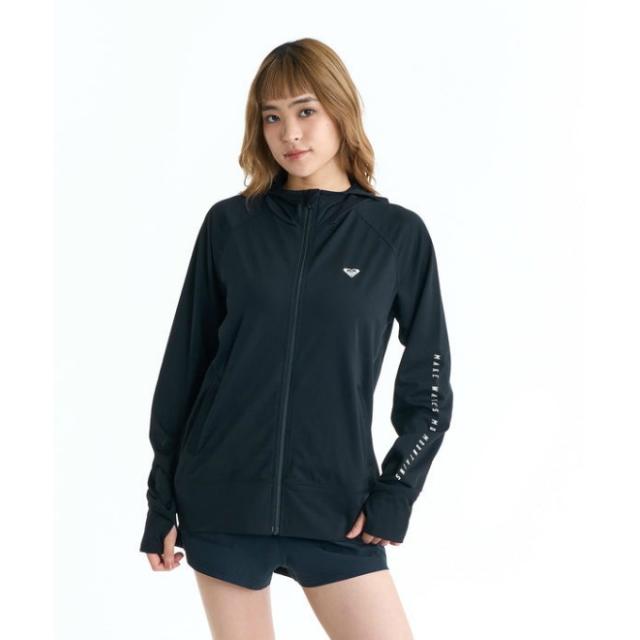 ロキシー ROXY ラッシュガード 長袖 レディース HISTORICAL LOGO HOODIE ジップラッシュフーディ RLY261035-BLK 【国内正規品】