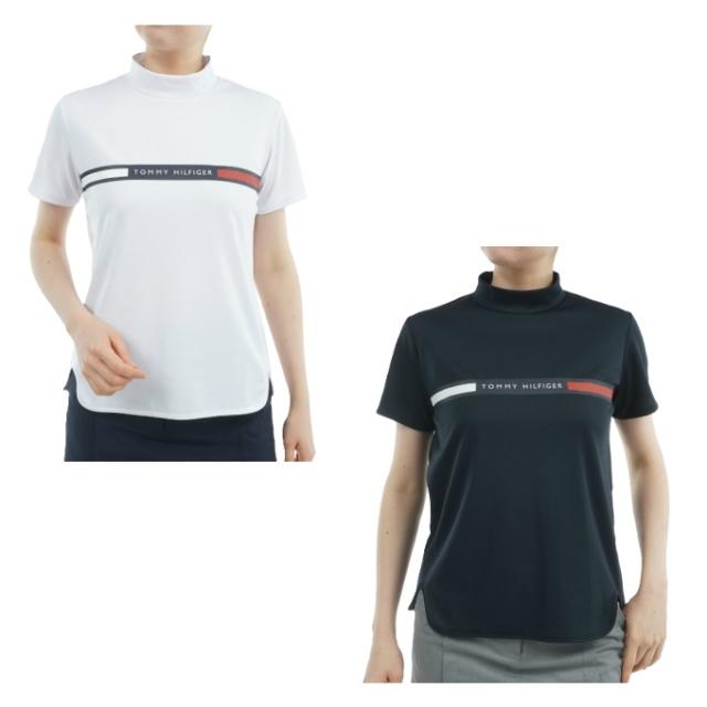 トミーヒルフィガーゴルフ   GOLF ゴルフウェア 半袖シャツ レディース ラインロゴ 半袖モックネックシャツ THLA532 【2025年春夏モデル】