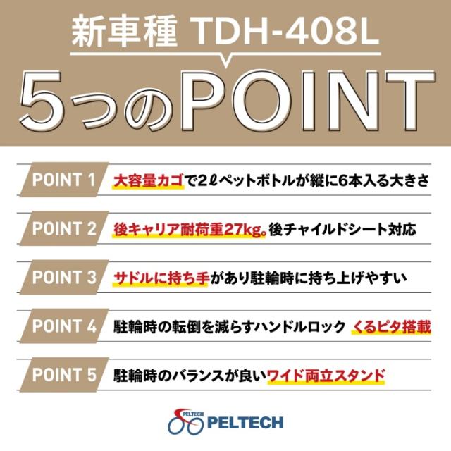 ペルテック(PELTECH)電動自転車前24/後20 チャイルドシート付 電動アシスト内装3段TDH-408LP-8AH【ご自宅配送限定】‥_8