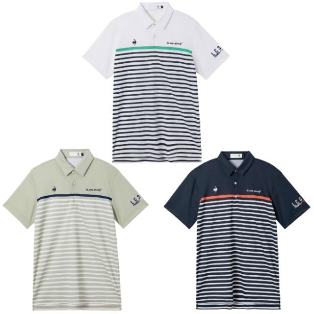 ルコックスポルティフ(le coq sportif) ゴルフウェア ポロシャツ 半袖 メンズ パネルボーダー柄半袖シャツ LG6SHS04M 【2026年春夏モデル】