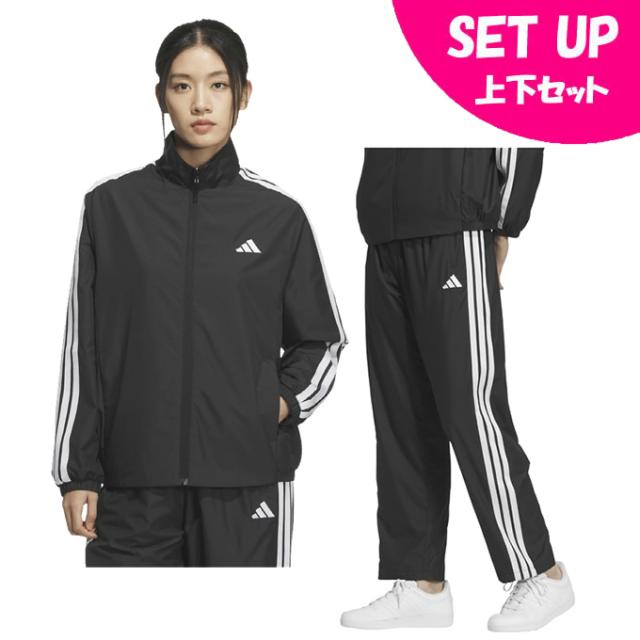 アディダス(adidas) ウインドブレーカー上下セット レディース スリーストライプス ルーズフィット+MH 3S ウィンドパンツ KA0947 QB062+KA0950 QB216