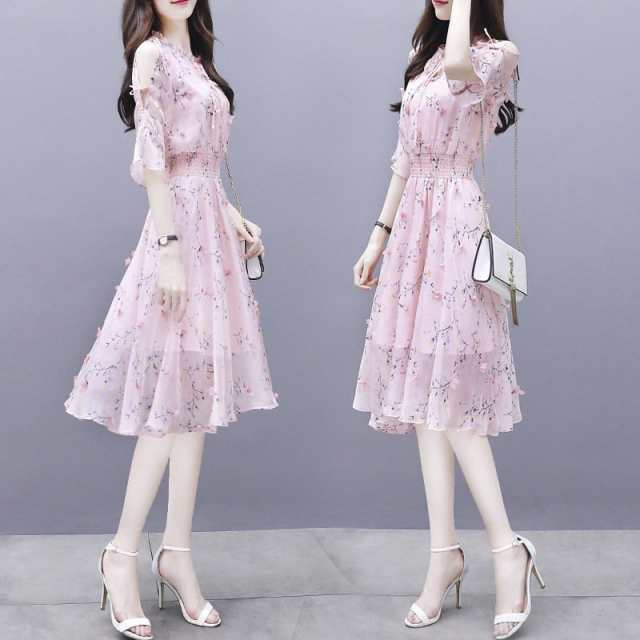 ワンピース レディース 40代 30代 半袖 春夏 きれいめ シフォンワンピース 花柄 チュニック 大きいサイズ パーティードレス おしゃれ 韓の通販はau Pay マーケット 齊藤商店
