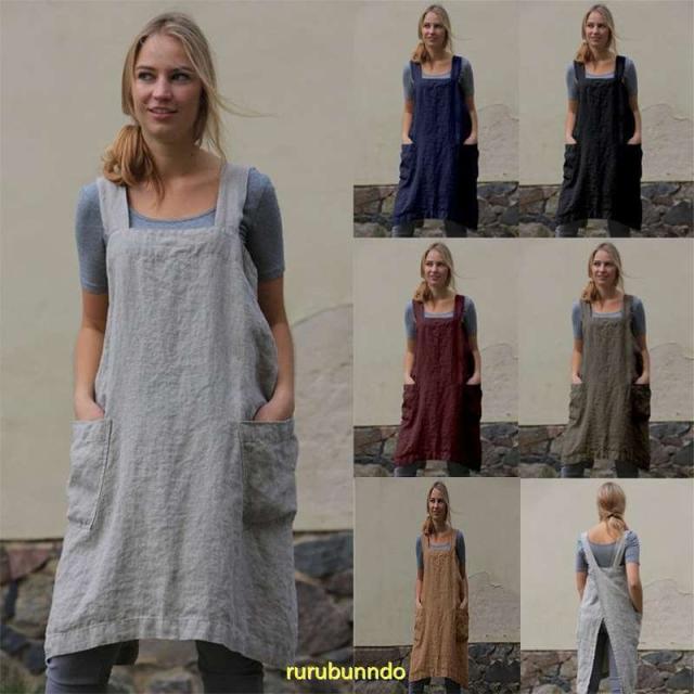 おしゃれ エプロン 保育士 子供 大きいサイズ ドレス 作り方派手40代 エプロン リネンゆったり綿麻ミモレワンピース おしゃれ 50代の通販はau Pay マーケット 凪福商店