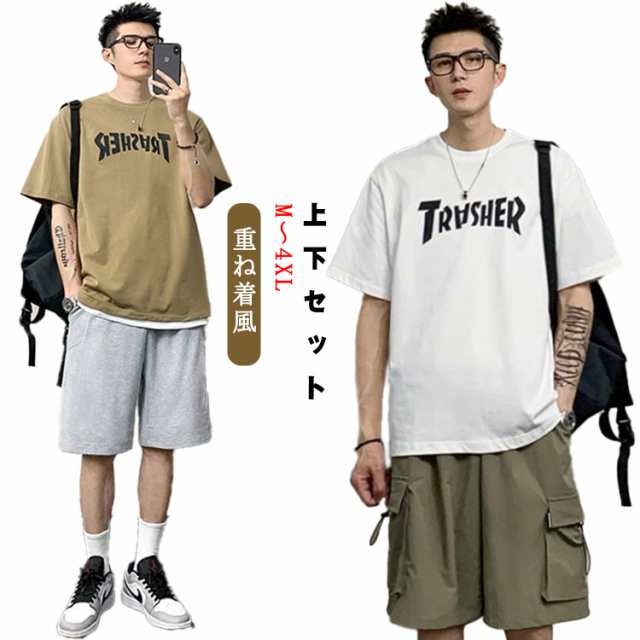 半袖Tシャツ　半ズボン　上下セットアップ 4XL