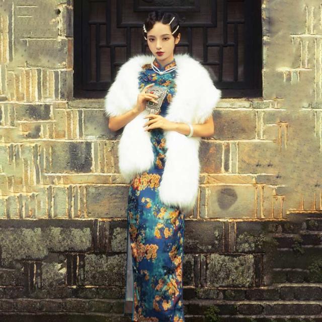 中国風 チャイナドレス 花柄 ロング 大きいサイズ チャイナ服