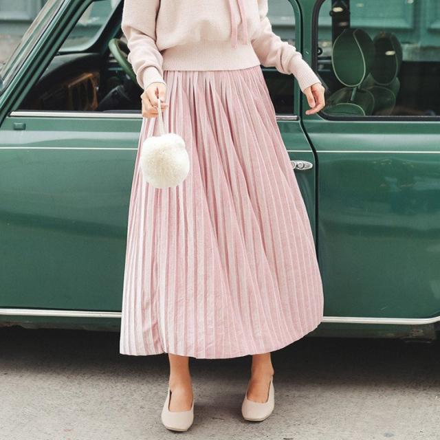 プリーツスカート フレア スカート レディース 秋 冬 ロング丈 ミモレ