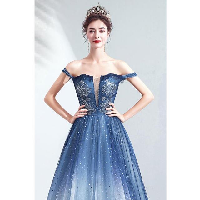 ウエディングドレス パーティードレス 上品 大人 Aライン オフ