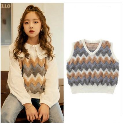 ベスト ニットベスト キッズ 女の子　春秋冬 キッズ 子供服 トップス 普段着 通学通園 ベビー服 可愛い おしゃれ お出かけ120 130 140 150 160の通販は