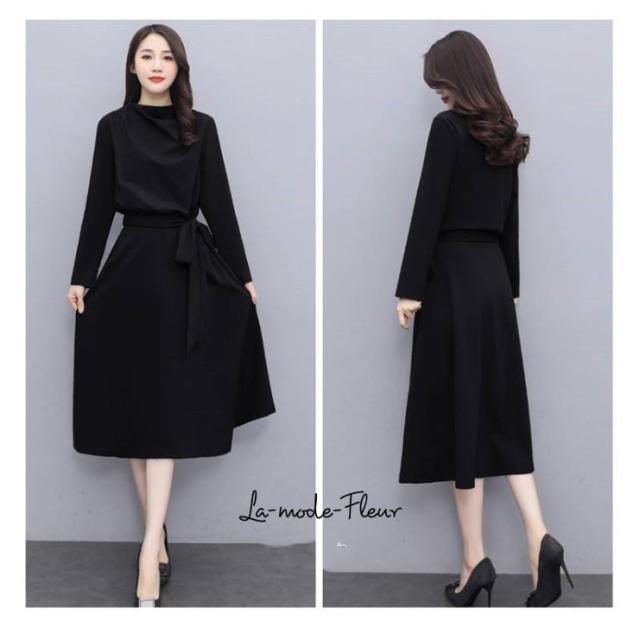 ワンピース レディース ロングワンピース 秋冬 おしゃれ 無地 ワンピース 長袖 ベルト Aライン エレガント 気質 着痩せ 通勤 二次会 女性 大人 20代 30代 40代 ワンピース レディース ロングワンピース 秋冬 おしゃれ 無地