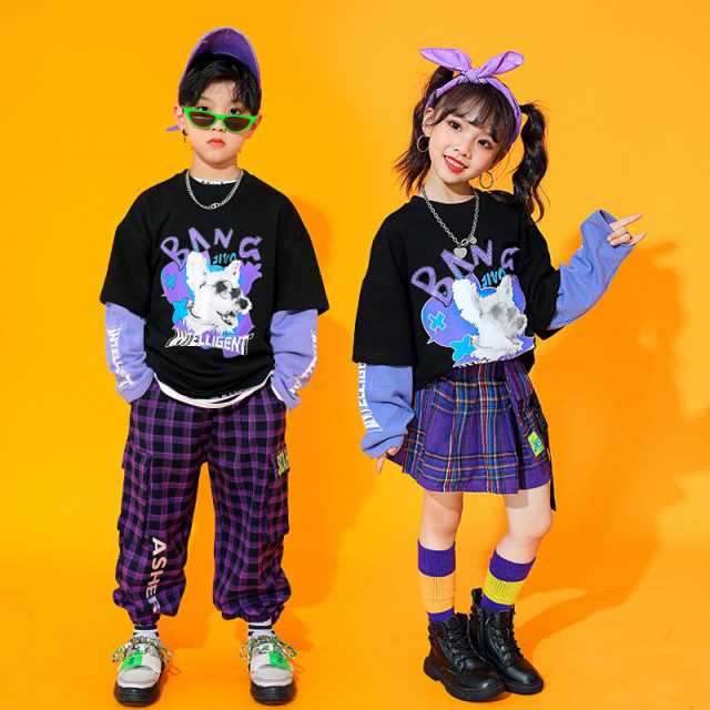韓国子供服 女の子  男の子 ステージ衣装 HIPHOP 上下セット キッズダンス衣装 ヒップホップ  チアガール 派手 ジャズダンス ガール 練習着の通販は