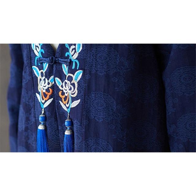 ロングカーディガン レディース 刺繍 秋冬 40代 きれいめ フリンジ 花 