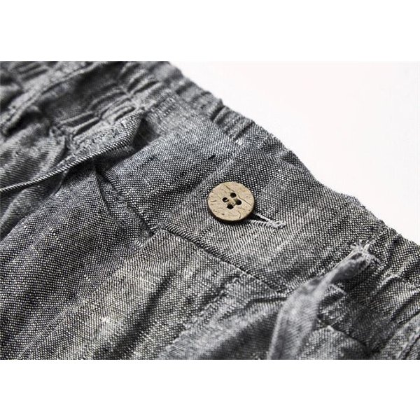 メンズ 夏物 ロング丈パンツ麻100素材 無地 柔軟 快適 通気 涼しい