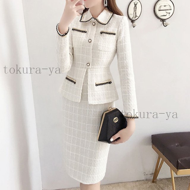 ツイード ジャケット スカート セットアップ レディース お嬢様 フォーマル 通勤 二次会 お呼ばれ 20代 30代 2点セット タイトスカート ミニスカートの通販は ツイード ジャケット スカート セットアップ レディース お嬢様 フォーマル 通勤 二次会 お呼ばれ 20代 30代 2点セット タイトスカート ミニスカートの通販は