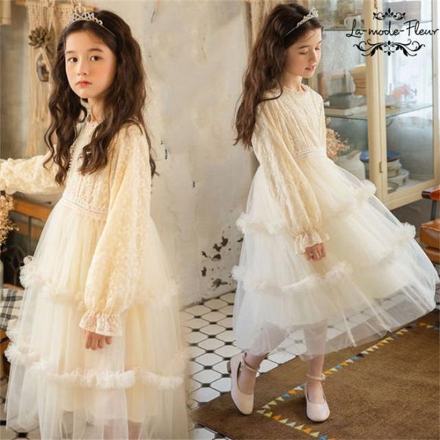 韓国子供服 ワンピース 長袖 秋冬 女の子 キッズ用 こども服 プリンセス かわいい おしゃれ きれいめ ピアノ 結婚式 発表会 入学式 110 120 130 140 150 160cmの通販は