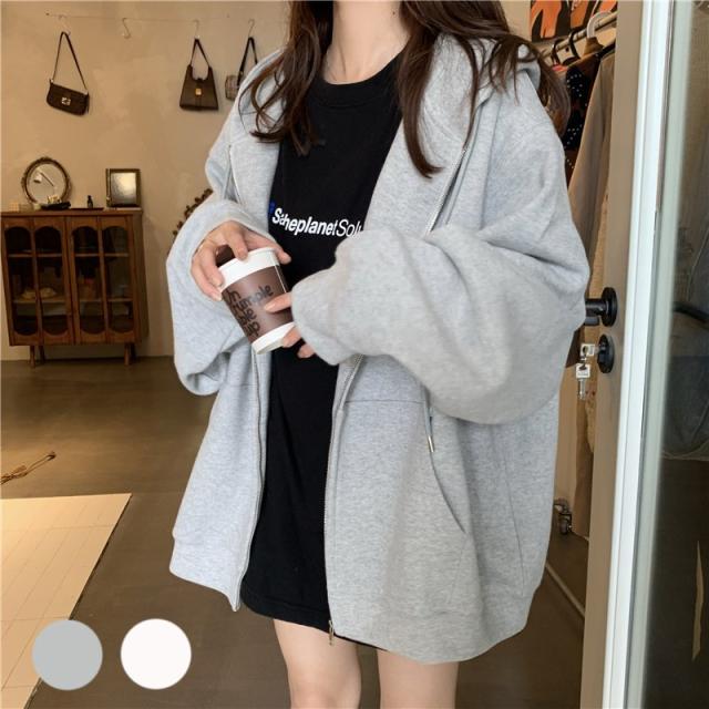 スウェットパーカー レディース フード付き ゆったり 無地 韓国ファッション 原宿系 トップス 秋冬 長袖 20代 30代 40代