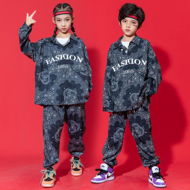 キッズダンス衣装 韓国子供服 ヒップホップ ステージ衣装  女の子 上下セット ジャズダンス ガール 練習着 チアガール 派手の通販は