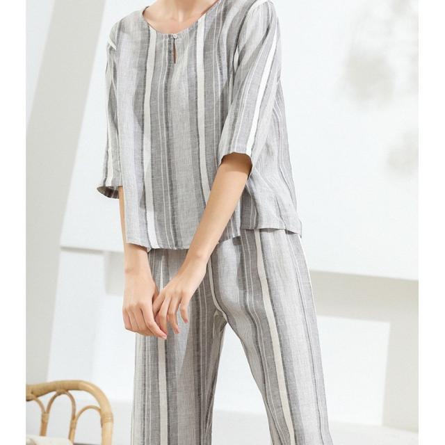 レディースパジャマ ルームウェア 部屋着 半袖 長ズボン 上下セット ポケット ボタン Vネック ウエストゴム アトピー 乾燥肌 ふんわり 吸汗 通気 シンプル 肌に レディースパジャマ ルームウェア 部屋着 半袖 長ズボン 上下セット