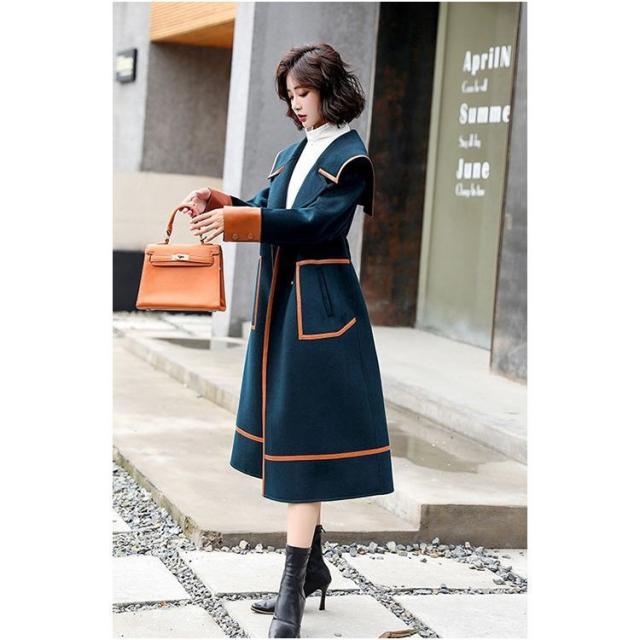 ウール コート アウター 襟付き フロントボタン ツートン ポケット