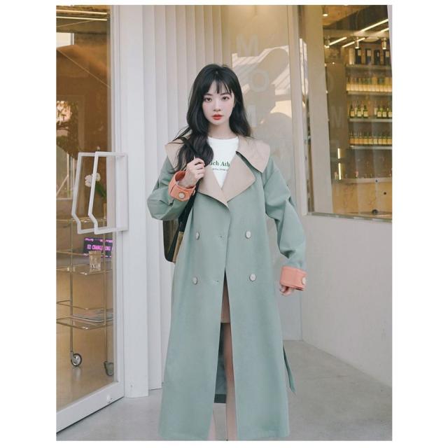 コート 大きめ襟 フロントボタン ロング丈 アースカラー 個性的