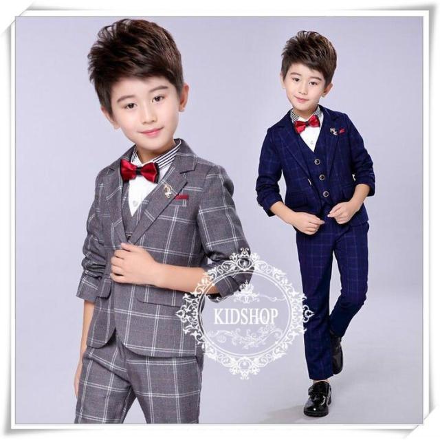 入学式 卒園式 男の子スーツ子供服 お受験 フォーマル発表会チェック柄 結婚式 3点セットの通販は 7,955円