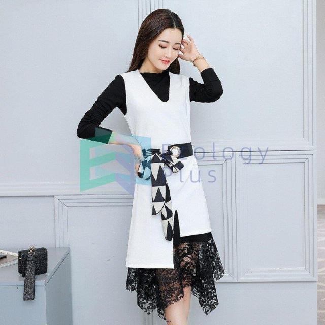 レディース ワンピース セットアップ 長袖 ニットワンピース 2点セット レースワンピース 無地 結婚式 二次会 パーティ 旅行 卒業式 入学式 発表会 7,594円