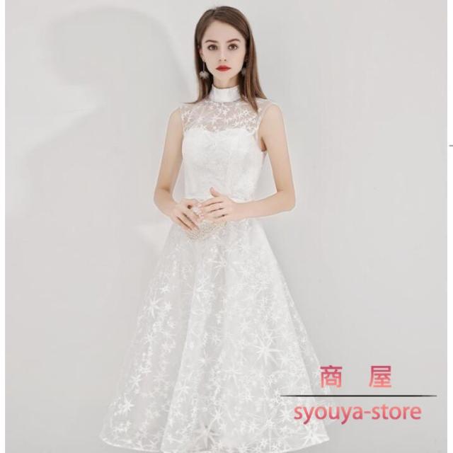 パーティードレス 結婚式 レース 花嫁介添人 3color お呼ばれ
