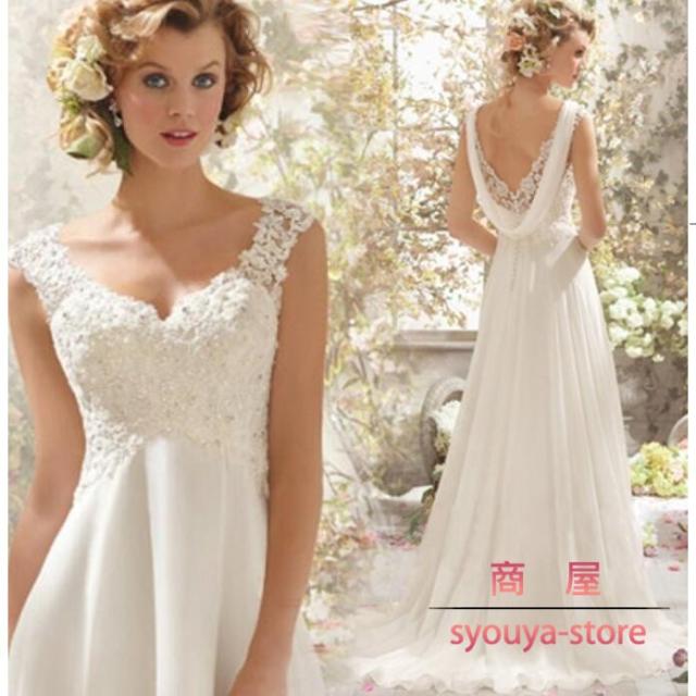 ウェディングドレス 結婚式 発表会 花嫁 ドレス レース 披露宴 エンパイア 白ワンピース 高品質 二次会 ピアノ演奏会 旅行 ブライダル パーティードレス