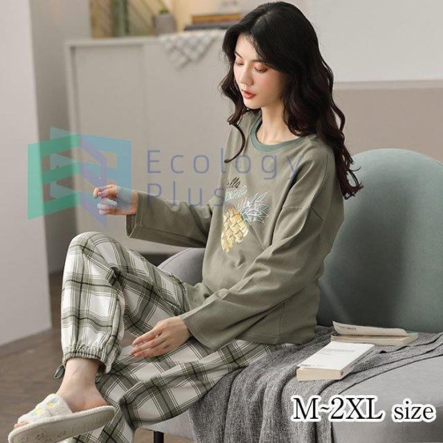 パジャマ レディース ルームウェア 秋冬 綿セットアップ 長袖 チェック柄 上下セット 暖かい ナイトロープ 厚手 韓国風 寝巻き 部屋着 大きいサイズ 可愛いの通販は 9,260円