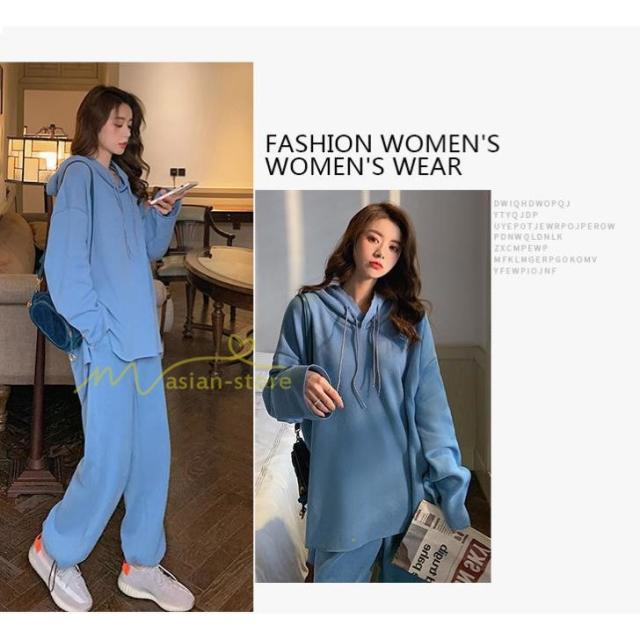 ルームウェア セットアップ レディース スウェットパーカー パンツセット 部屋着 体型カバー フード付き 無地 シンプル マタニティ服 カジュアル 春夏秋冬 上品 ルームウェア セットアップ レディース スウェットパーカー パンツ