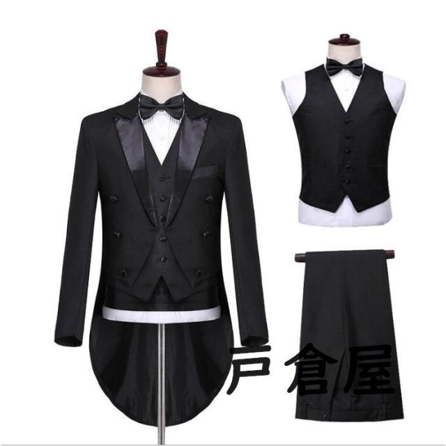 メンズスーツ　ビジネススーツ 撮影フォーマルスーツ紳士服 発表会 司会者　ジャケット+ベスト+パンツ3点/入社式/卒業式/就活/就職/結婚式/ 二枚