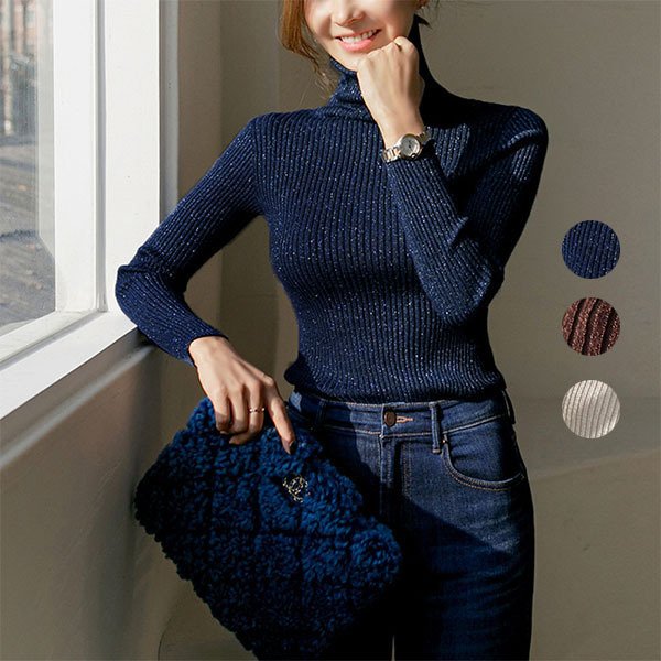 ニット セーター レディース タートルネック ニットトップス 秋 冬 長袖 秋服 リブニット レディース トップス 通勤 OL ゆるシルエット キラキラ おしゃれの通販は 7,190円