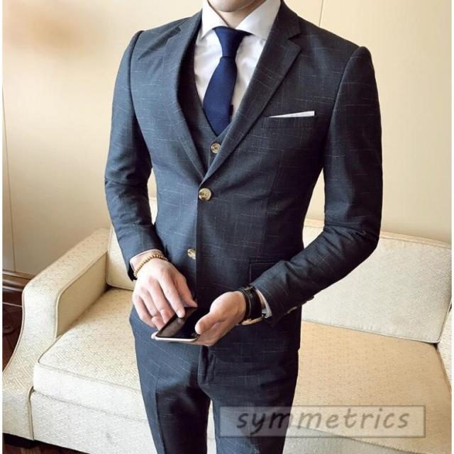 メンズスーツ ファション 韓国風 3点セット ３ピーススーツ パーティースーツ フォーマルスーツ 卒業式 スリムスーツ 発表会 宴会 メンズスーツ ファション 韓国風 3点セット 3ピーススーツ パーティー