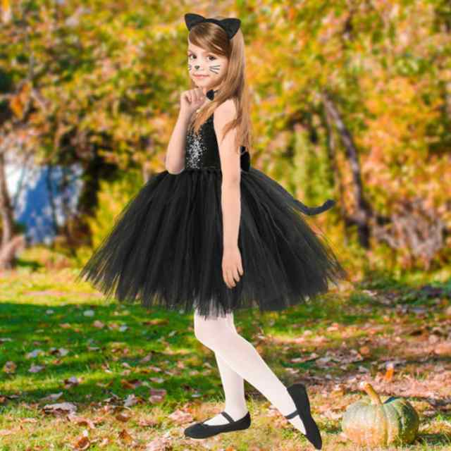 子供 コスプレ 衣装 黒猫 コスチューム チュチュワンピース