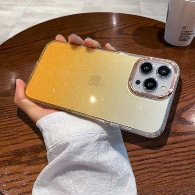 iPhone14ProMax ケース ブルー イエロー シリコン グラデーション