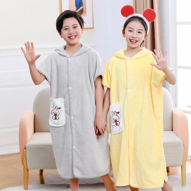 フード付き 女の子 フード付きバスタオル キッズ 前開き 子供 男の子 バスローブ 半袖 ポケットあり 赤ちゃん スリーパー バスローブ