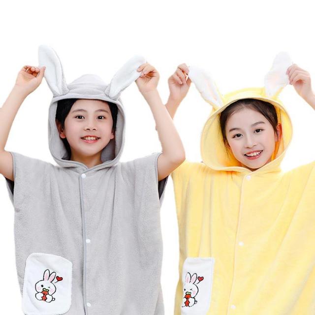 フード付き 女の子 フード付きバスタオル キッズ 前開き 子供 男の子 バスローブ 半袖 ポケットあり 赤ちゃん スリーパー バスローブ