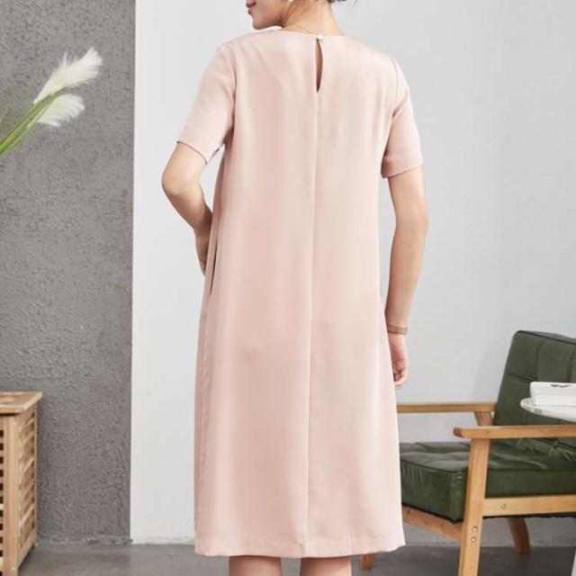 半袖 ワンピース シルク 夏 快適 ストレッチ 半袖ワンピース セレモニー レディース ひざ丈 シルク ロング 部屋着 ナイトウェア 旅行 楽々 美肌 防臭 春夏 涼しい ベージュ ピンク グリーン ベージュ ロング ひざ丈 シルク 快適 半袖ワンピース レディース
