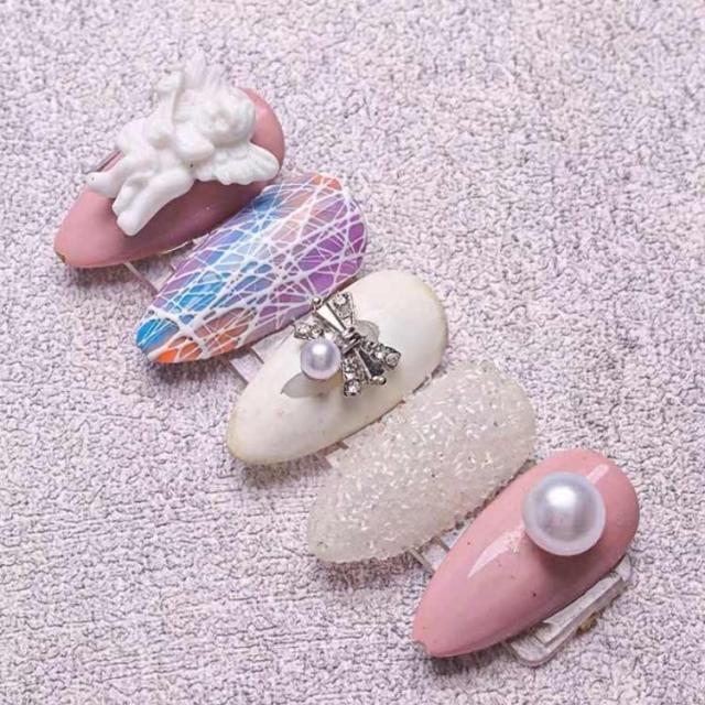 レジン ネイルパーツ リボン ストーン ハンドメイド 真珠 りぼん ジルコニア ネイル ネイル ネイル 韓国 パールリボン リボン パーツ リボンパール パール ビジュー 20個入（金10+銀10） ジュエリー 高品質 大きい 大きめ ネイルアート用品